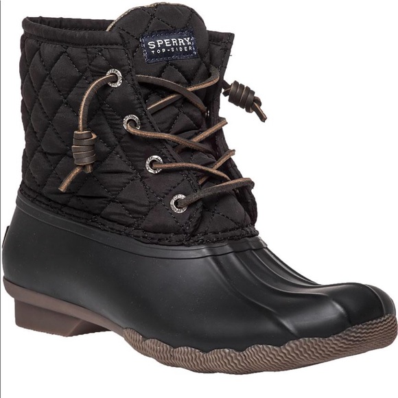 sperry quilted duck boots black